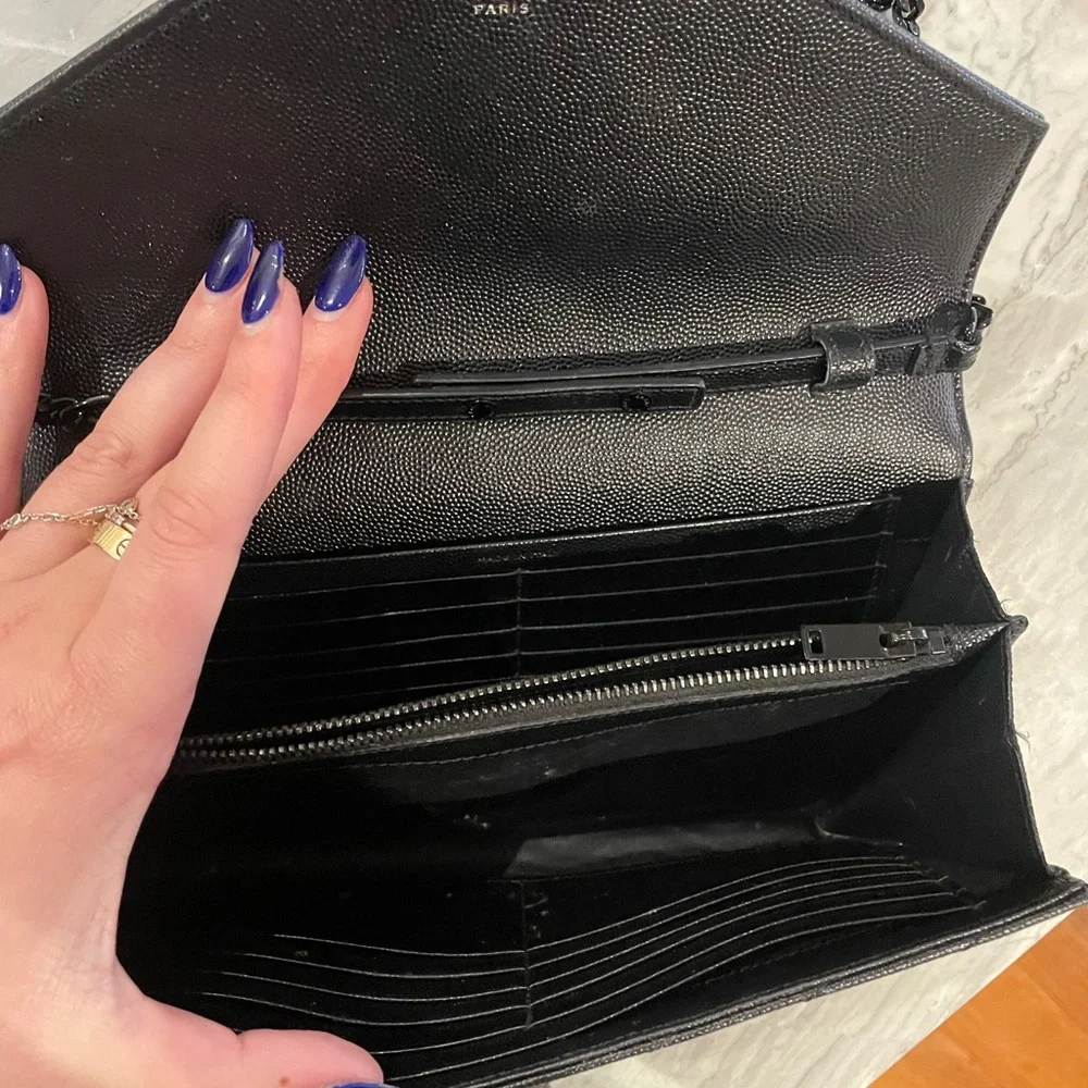 YSL black on black envelope handbag - Picture 6 of 13